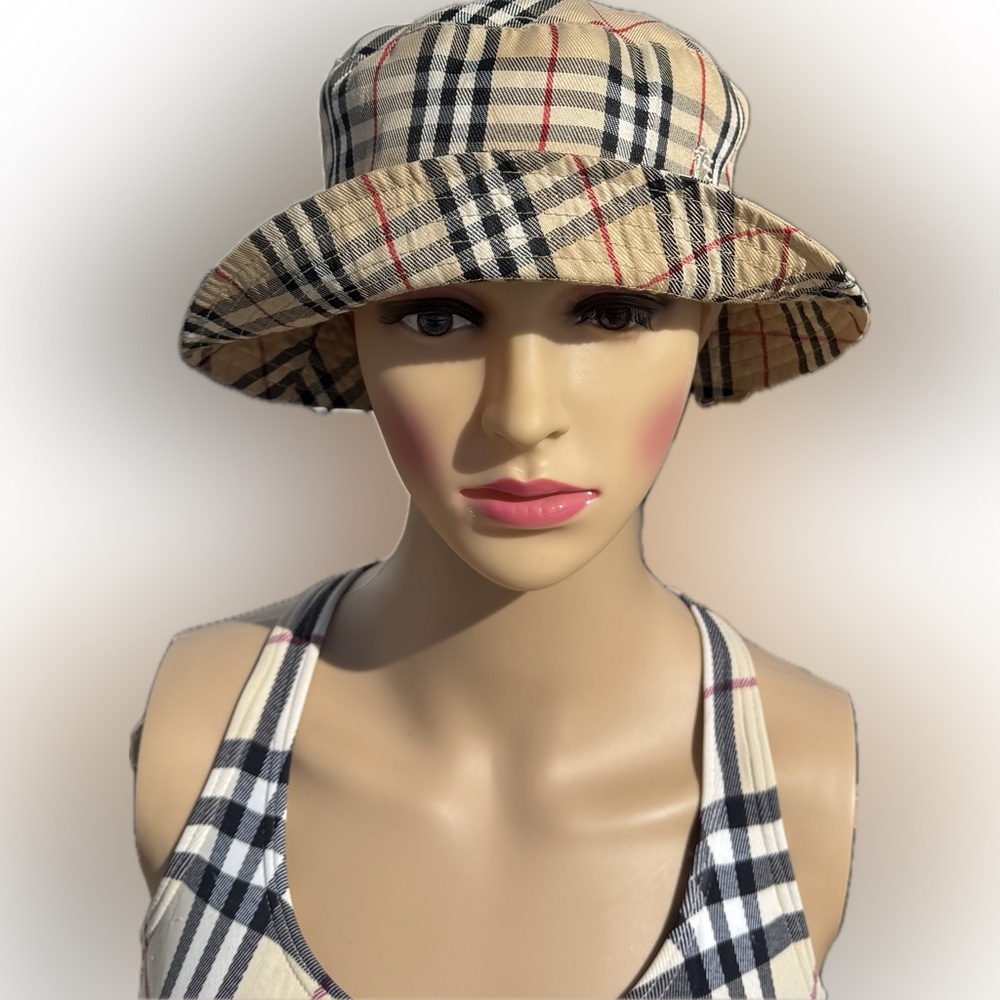Burberry Nova Check Vintage Bucket Hat🔥Excellent Condition! 23” Unisex M/L